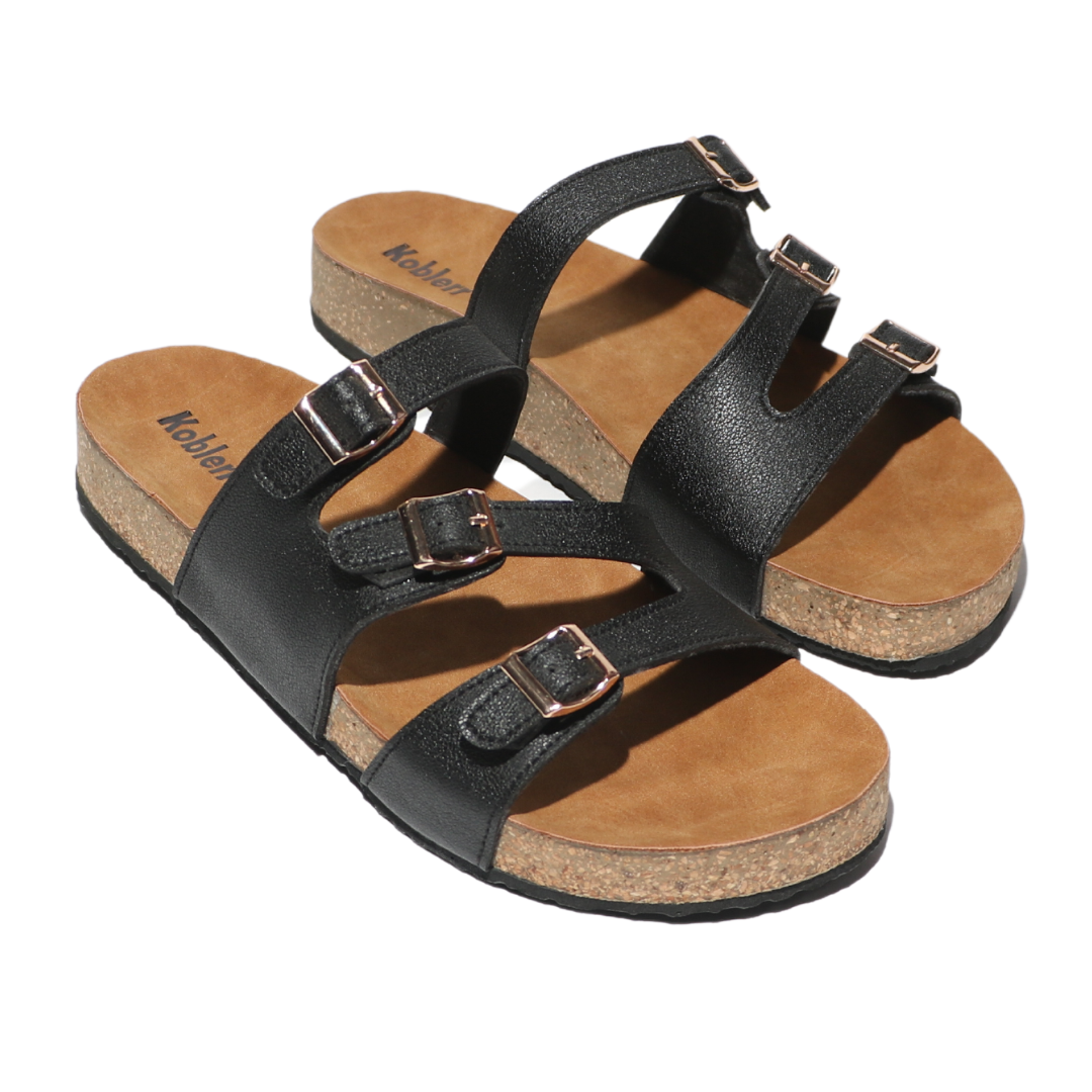 Black three buckle Sandals