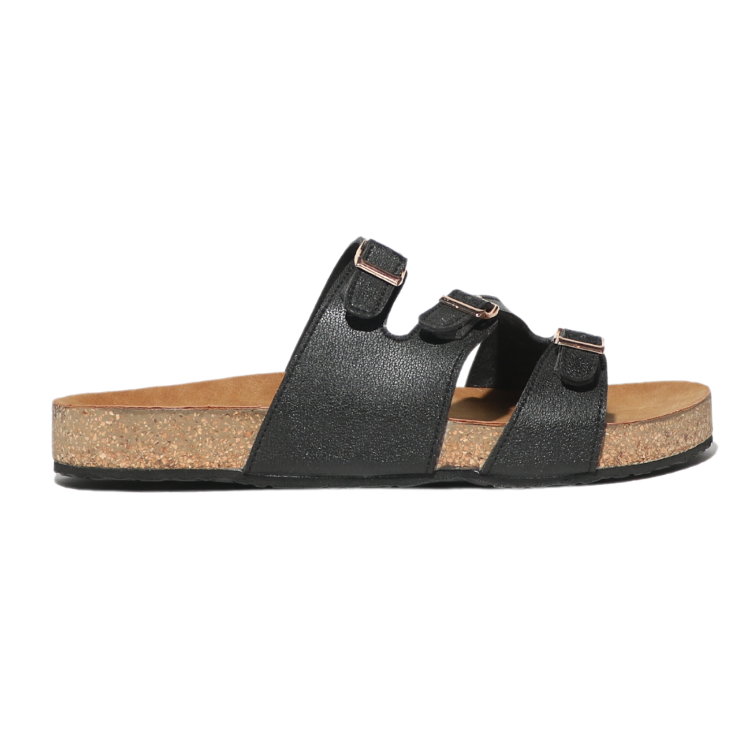 Black three buckle Sandals
