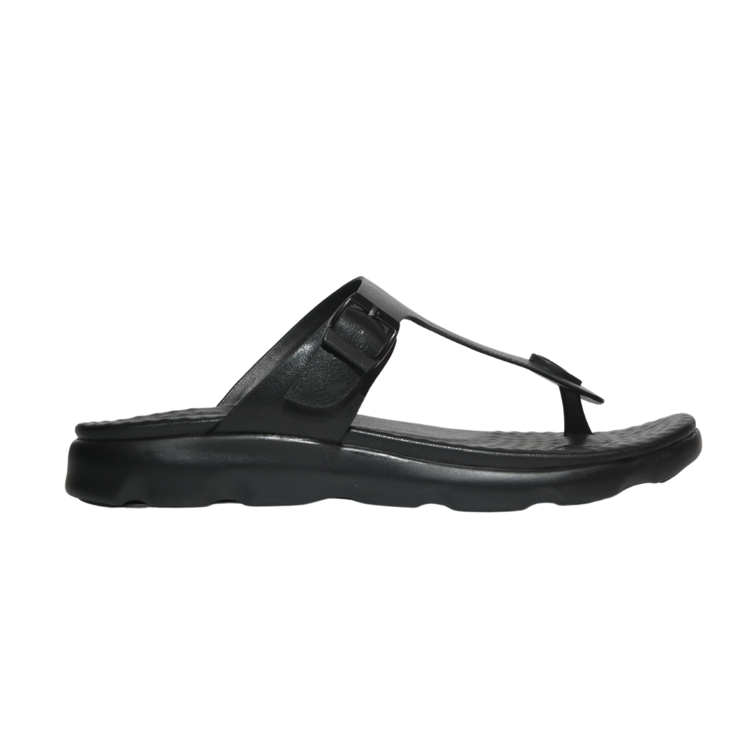 Black T-strap Comfort Sandals