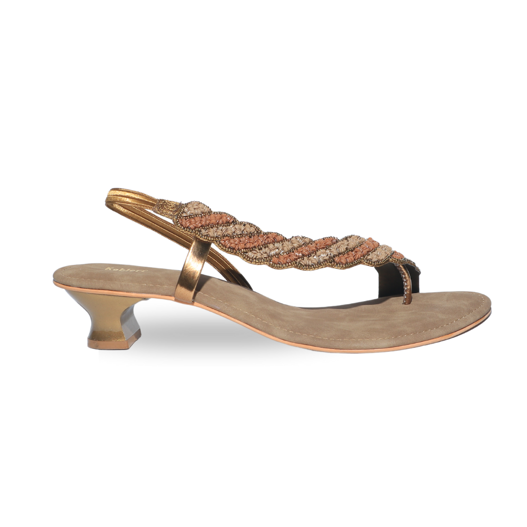 Gold Beaded Asymmetrical Sandals