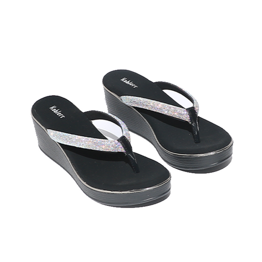 Studded Black Wedges