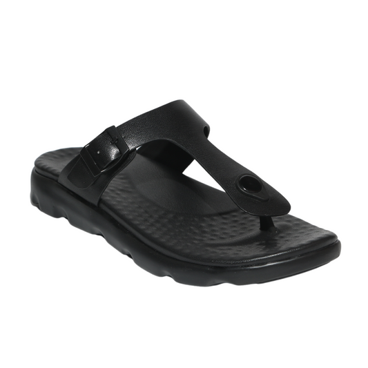 Black T-strap Comfort Sandals