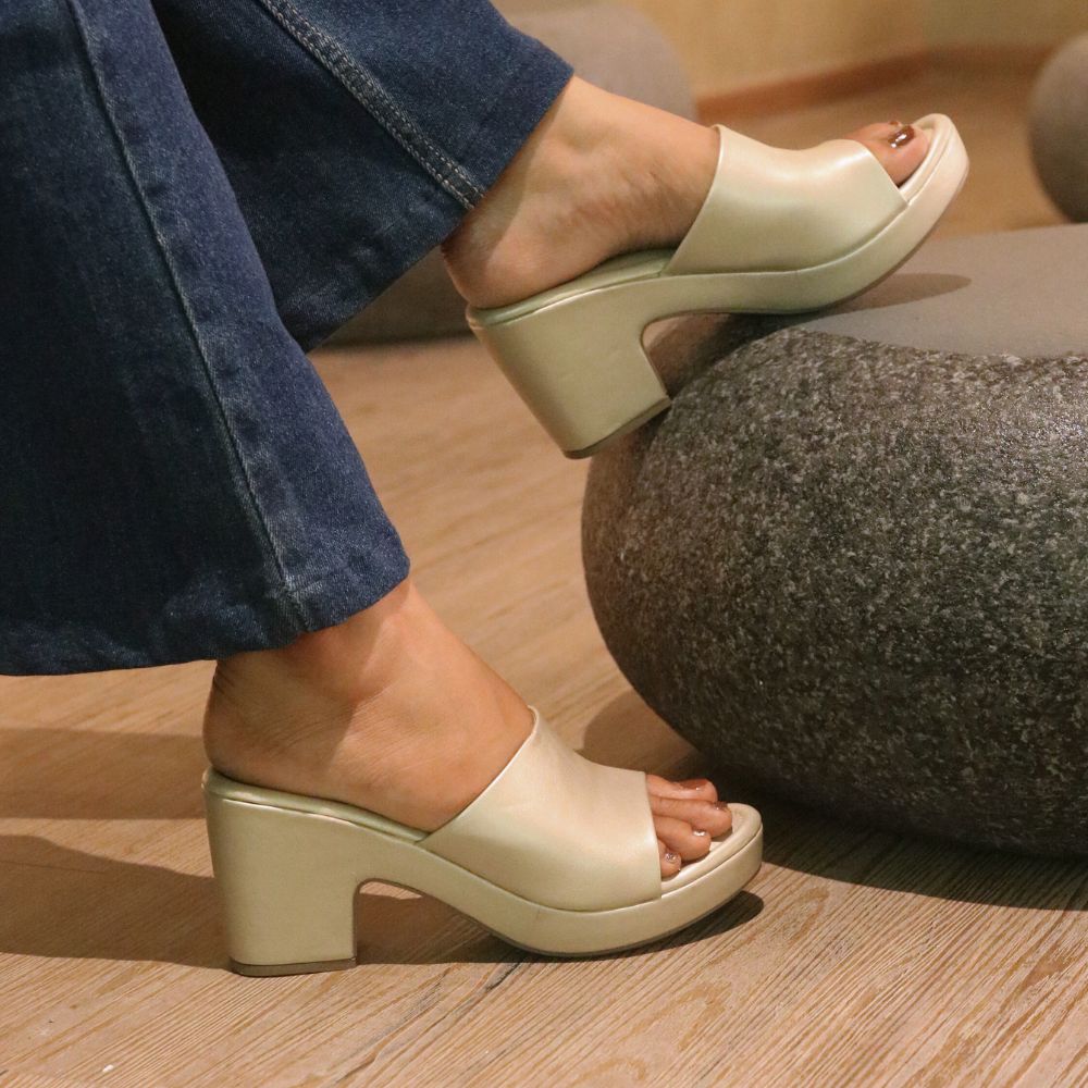 Gold Chunky Platform Heels