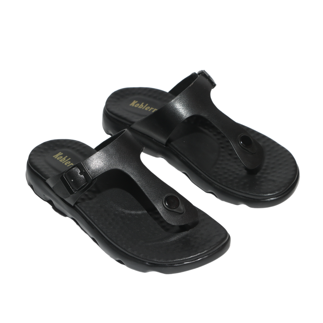 Black T-strap Comfort Sandals