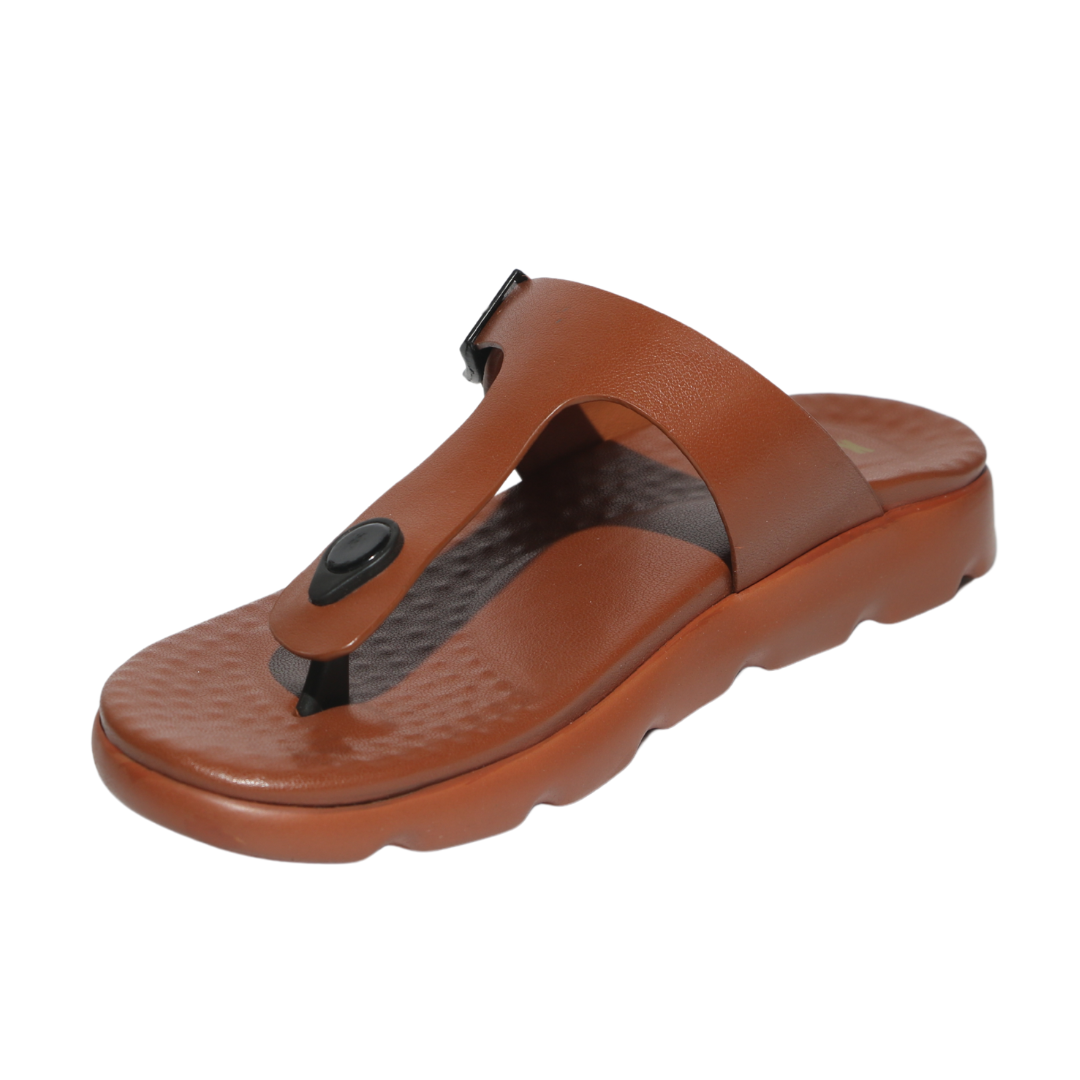 Tan T-strap Comfort Sandals