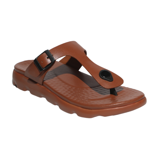 Tan T-strap Comfort Sandals