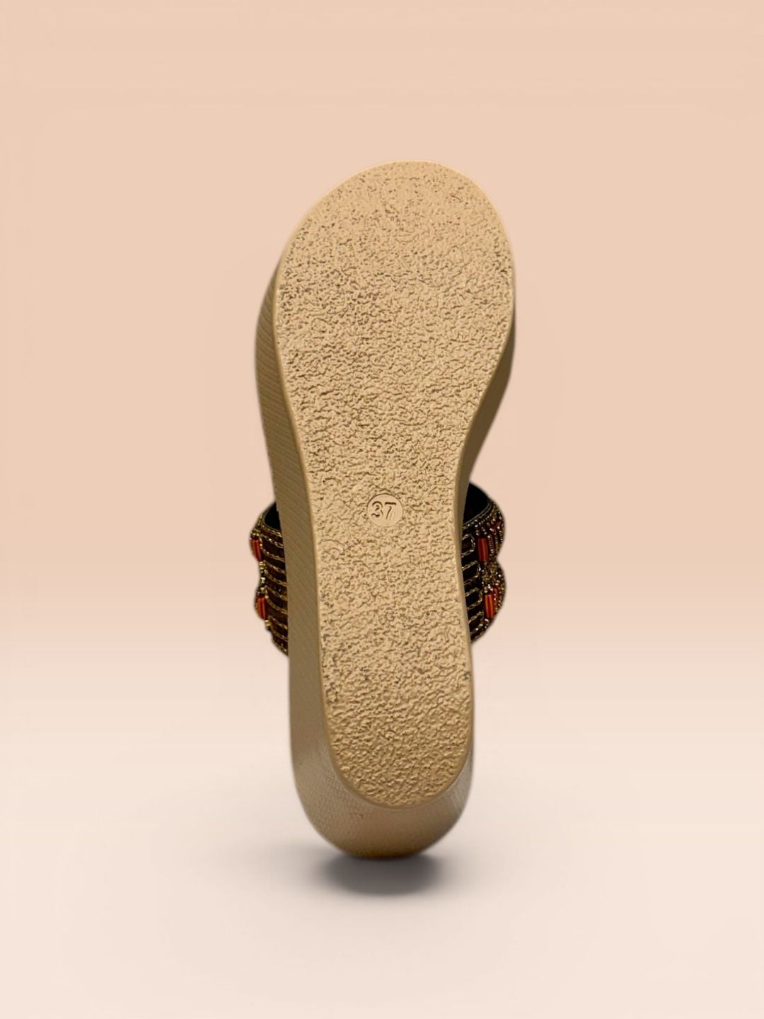 Tan Ethnic wedge sandals