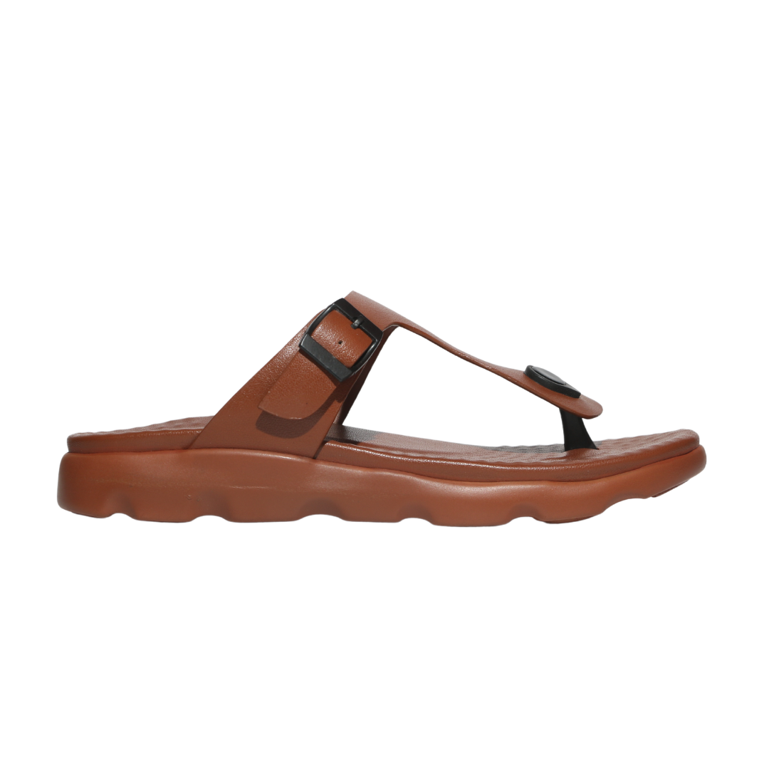Tan T-strap Comfort Sandals