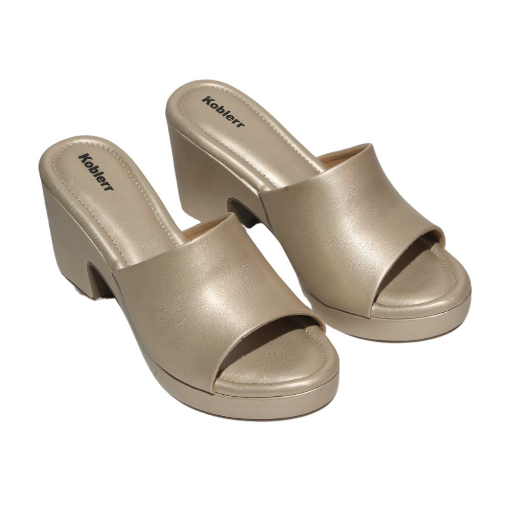 Gold Chunky Platform Heels