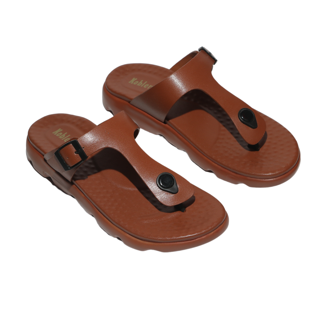 Tan T-strap Comfort Sandals