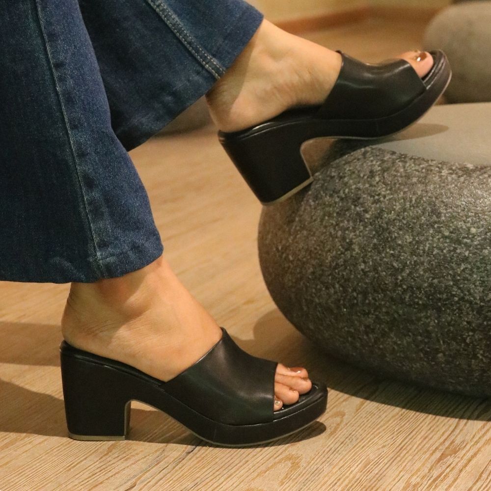 Black Chunky Platform Heels