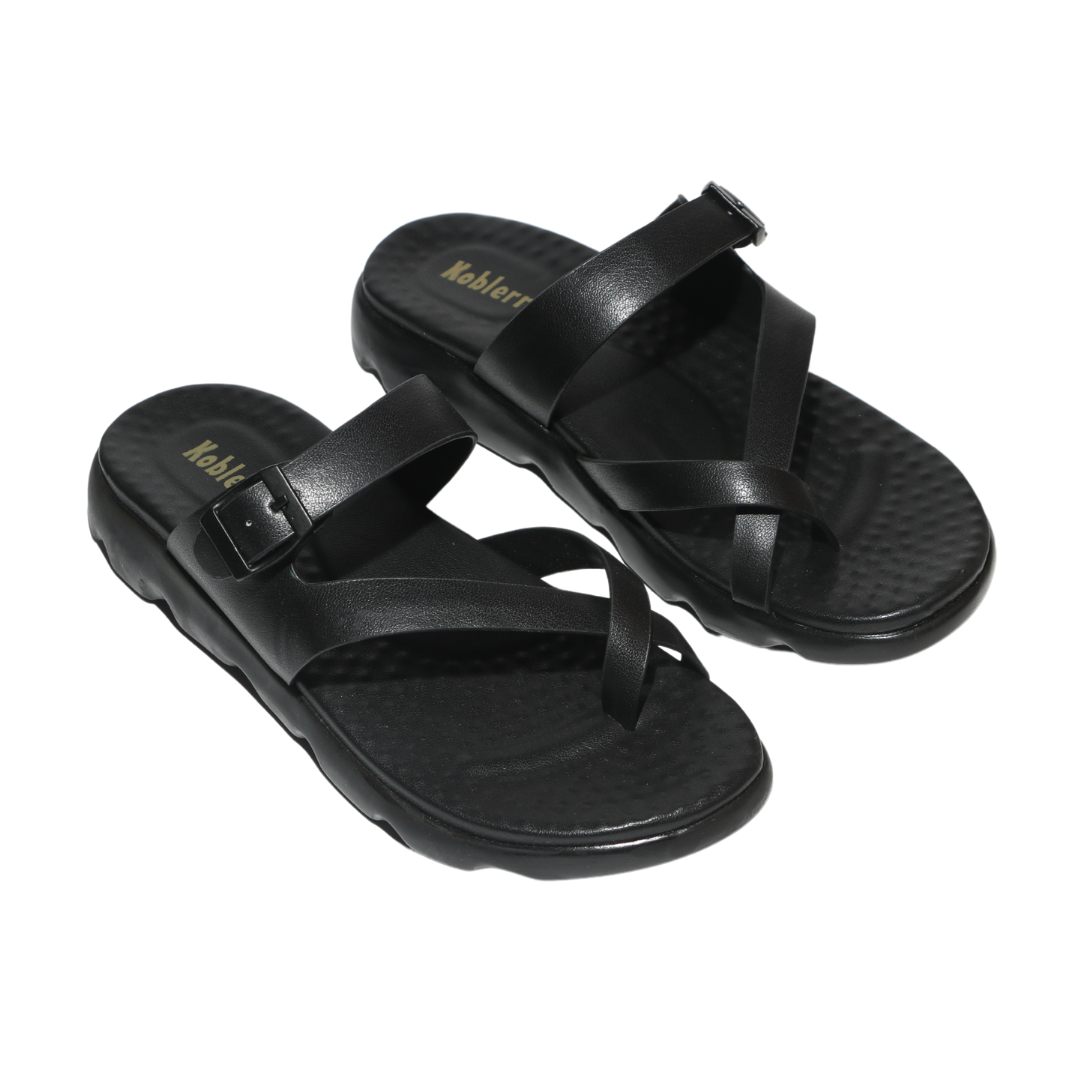 Black Toe-Ring Sandals