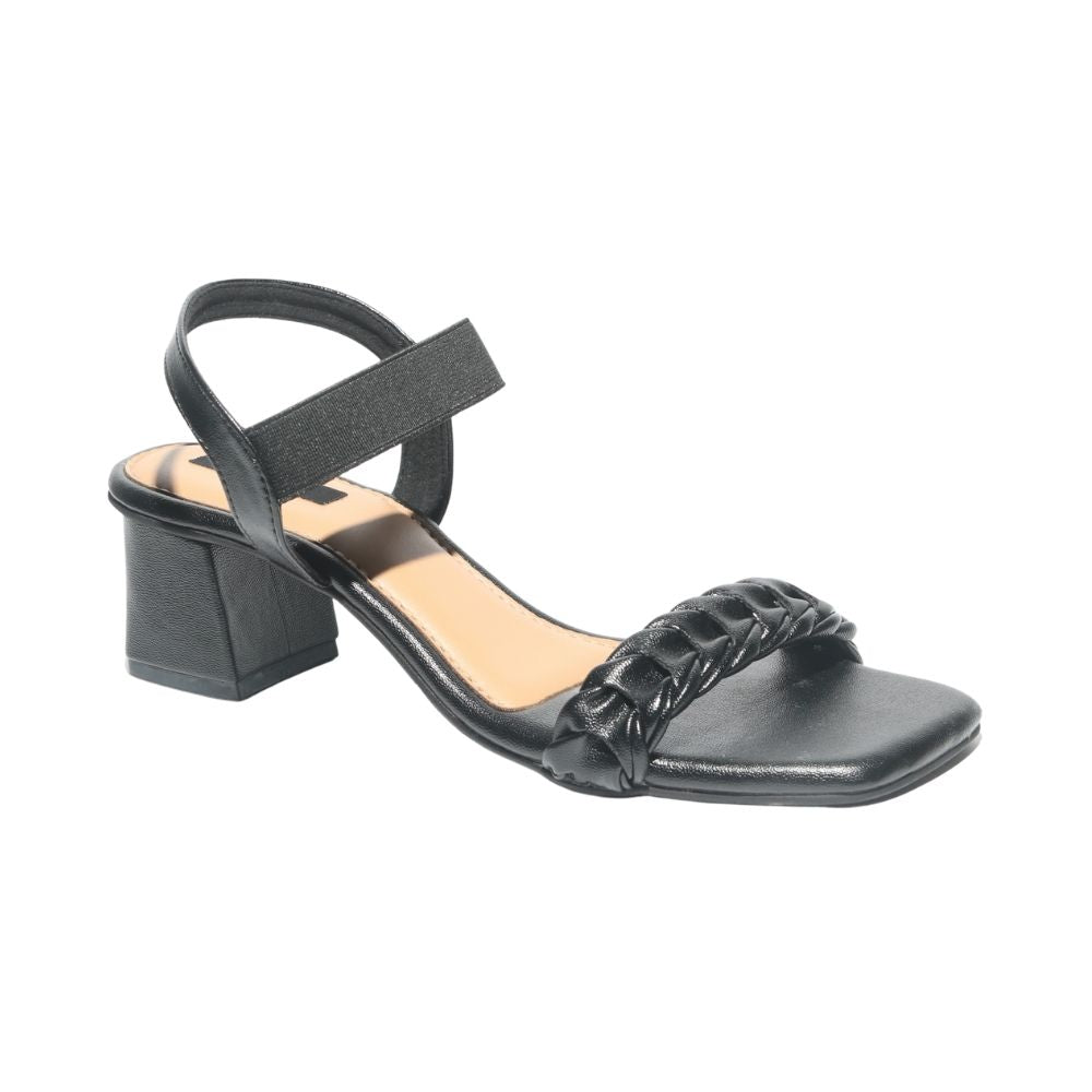 Black Braided Block Heels