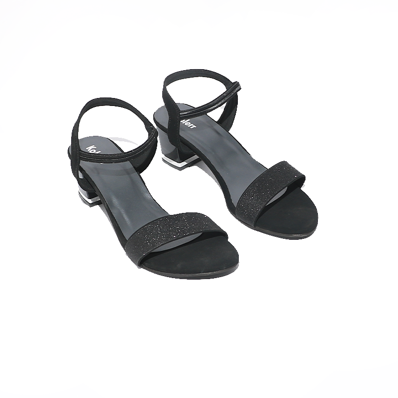 Black Shimmer block Sandals