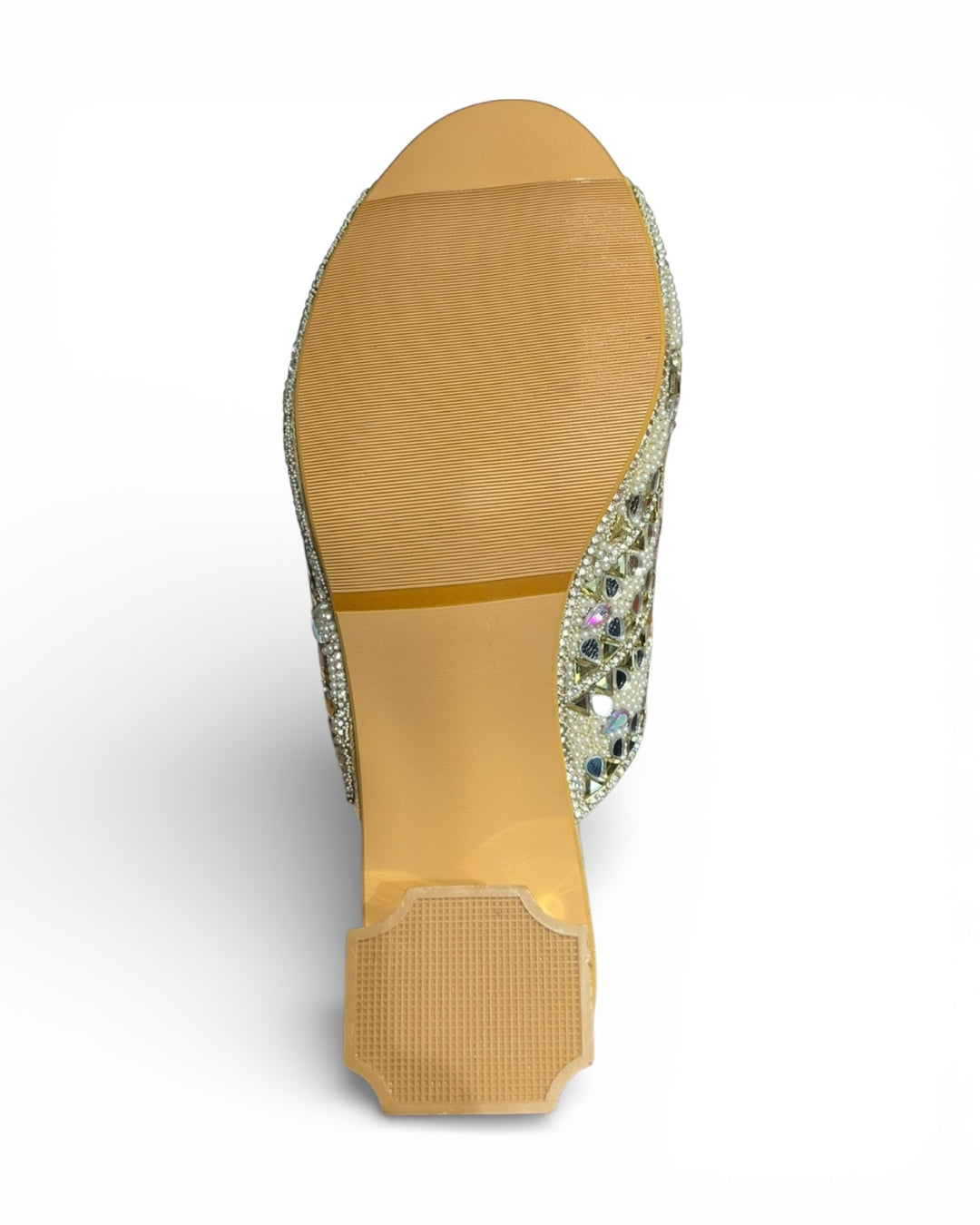 Mirror Embellished Ethnic Block Sandals