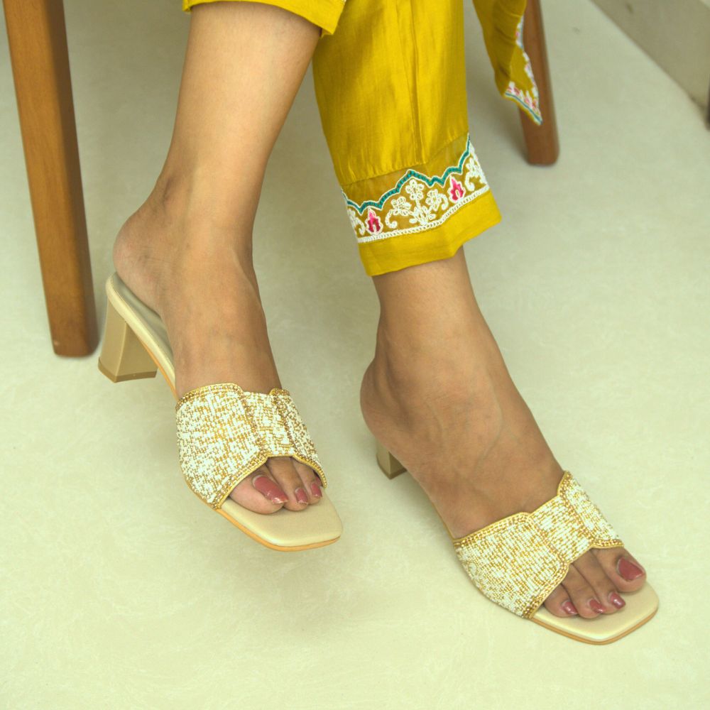Ivory Studded Heels
