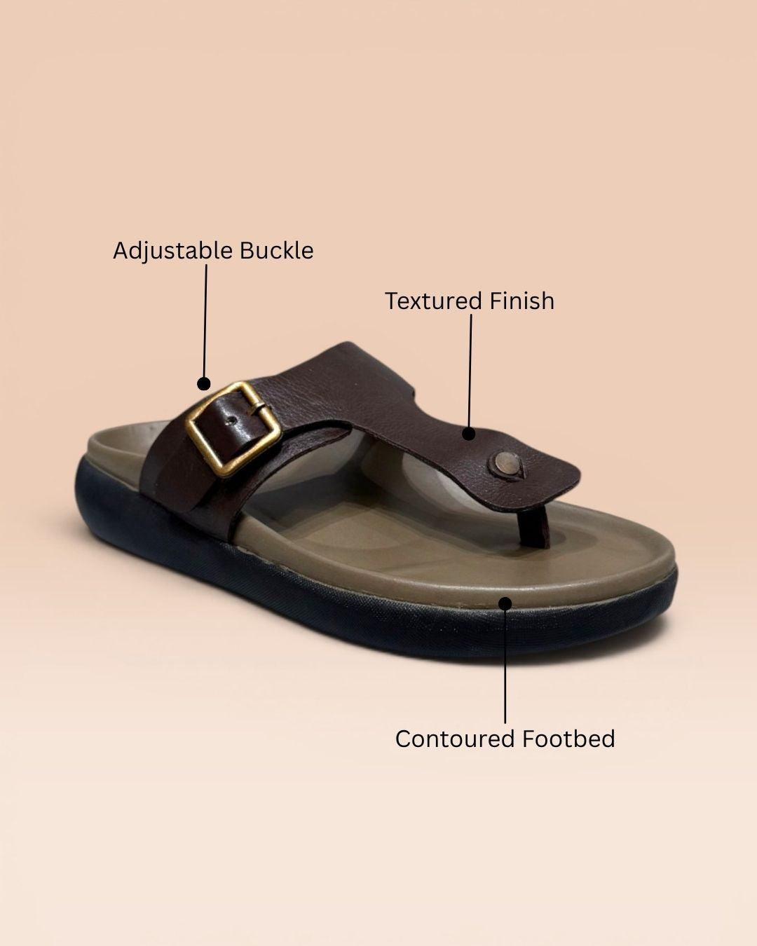 Brown T-strap Leather Sandals