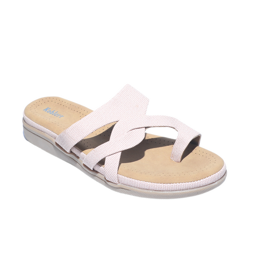 Beige Cross Strap Slides