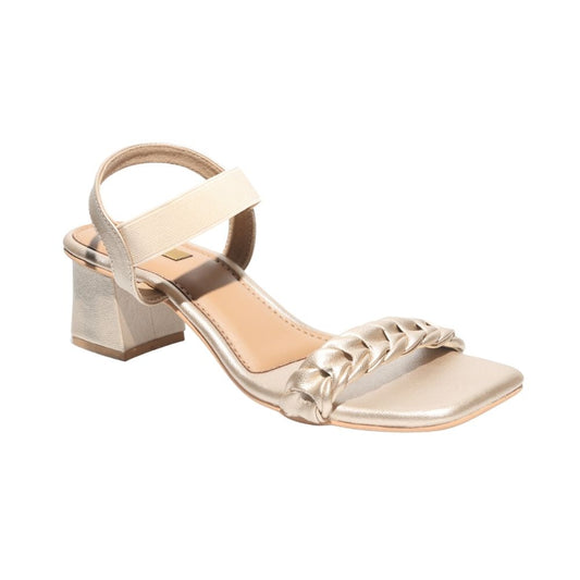 Gold Braided Block Heels