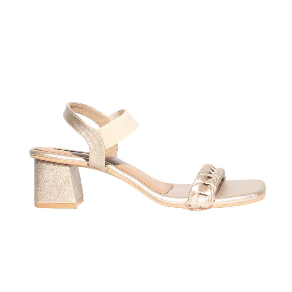 Gold Braided Block Heels