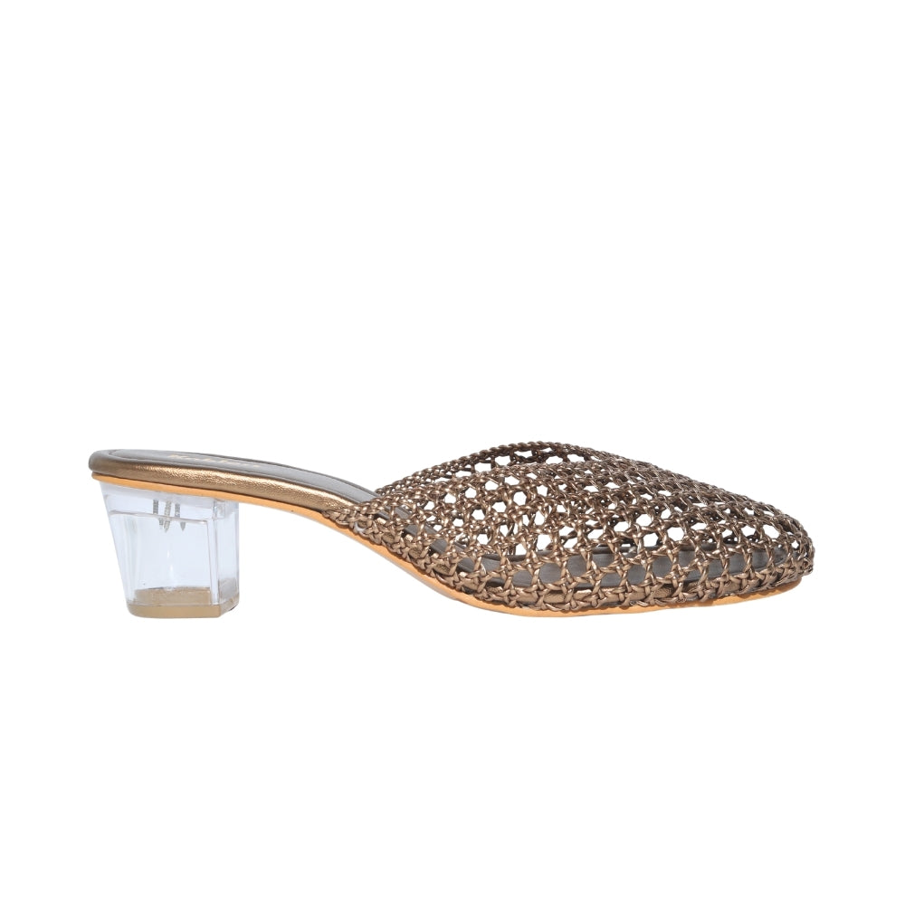 Gold Net Ballerina Heels