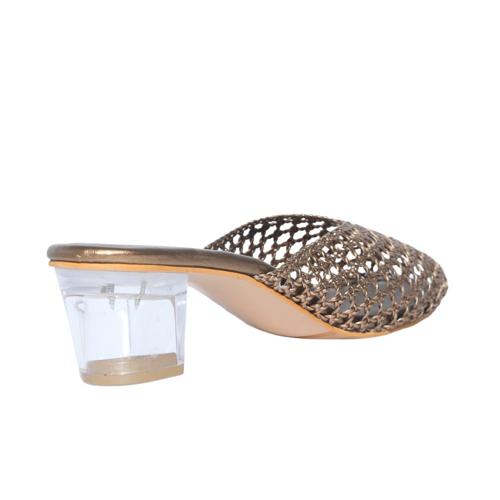 Gold Net Ballerina Heels