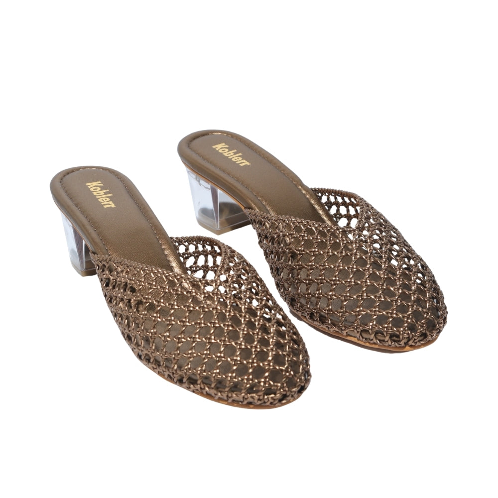 Gold Net Ballerina Heels