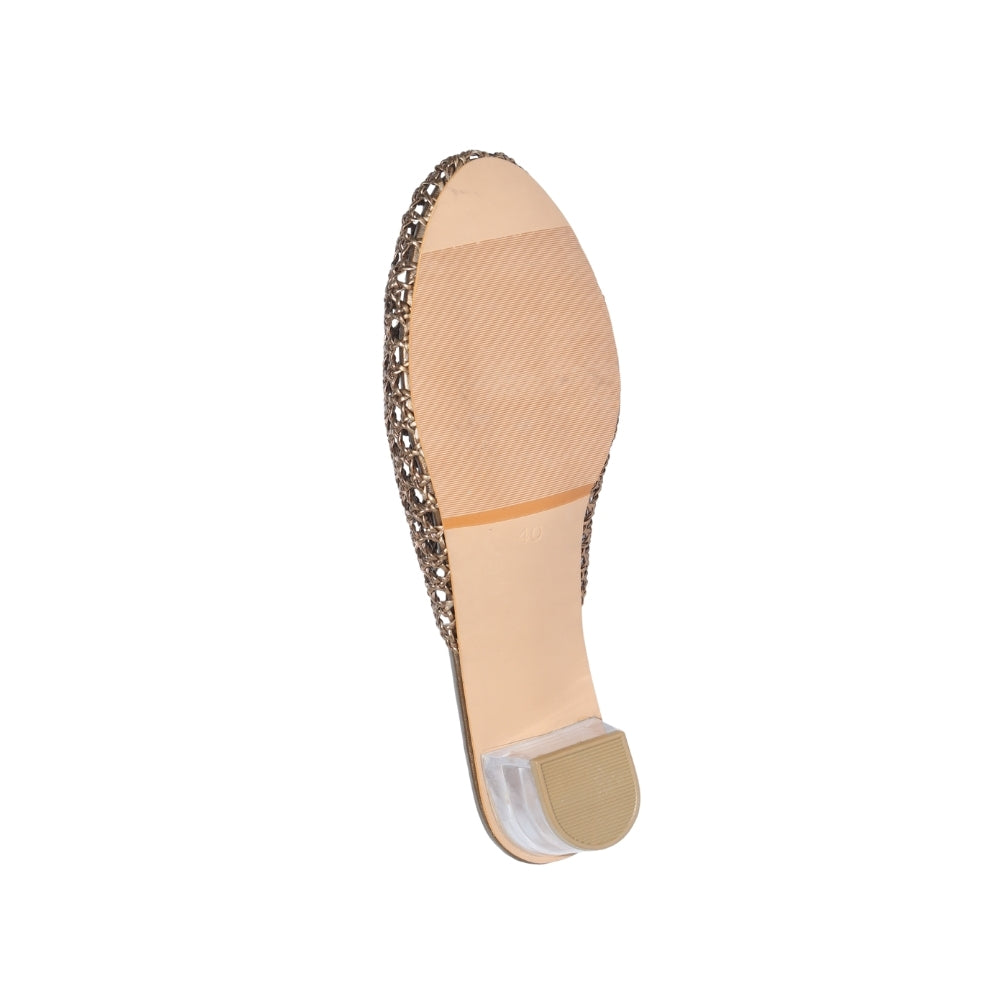 Gold Net Ballerina Heels