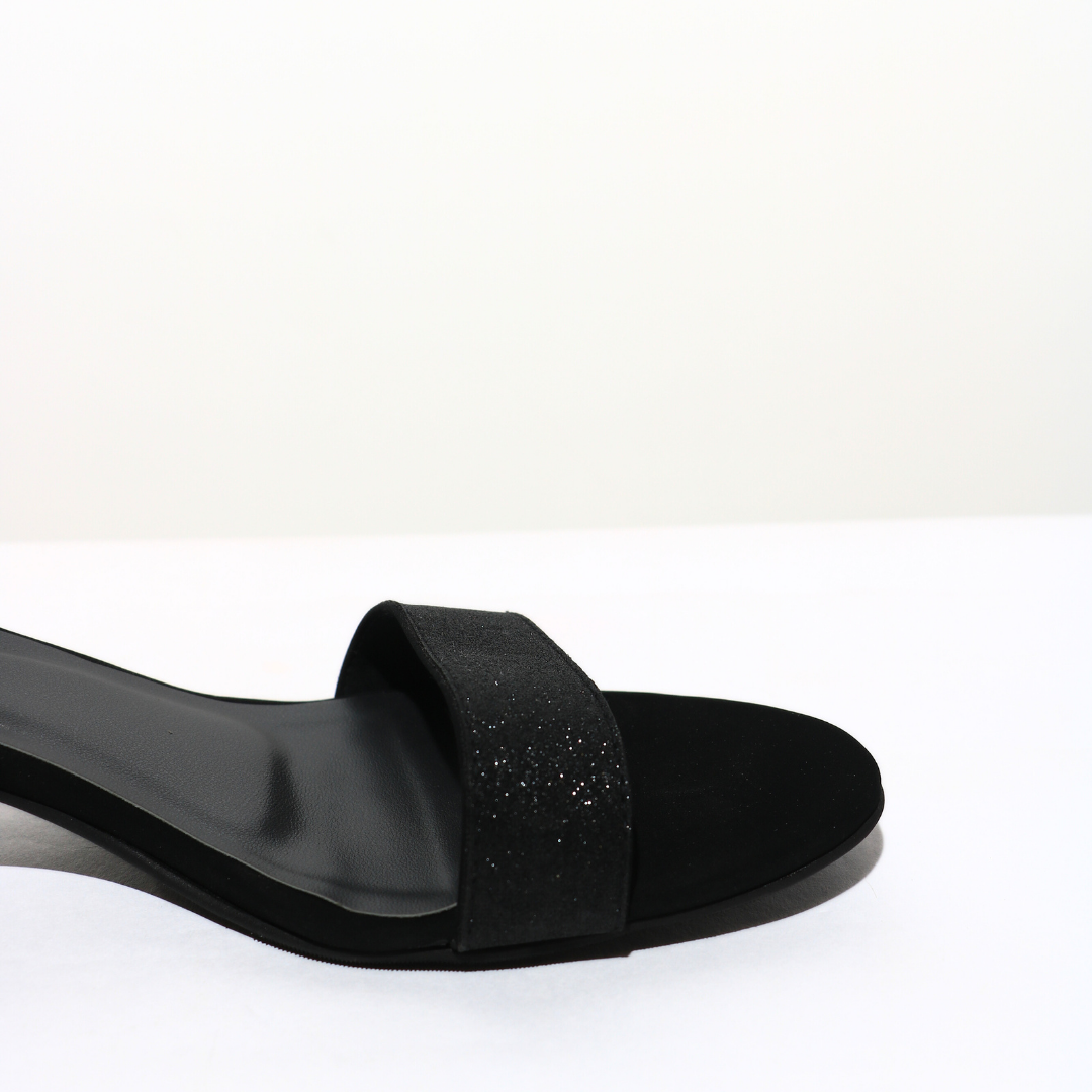 Black Shimmer block Sandals
