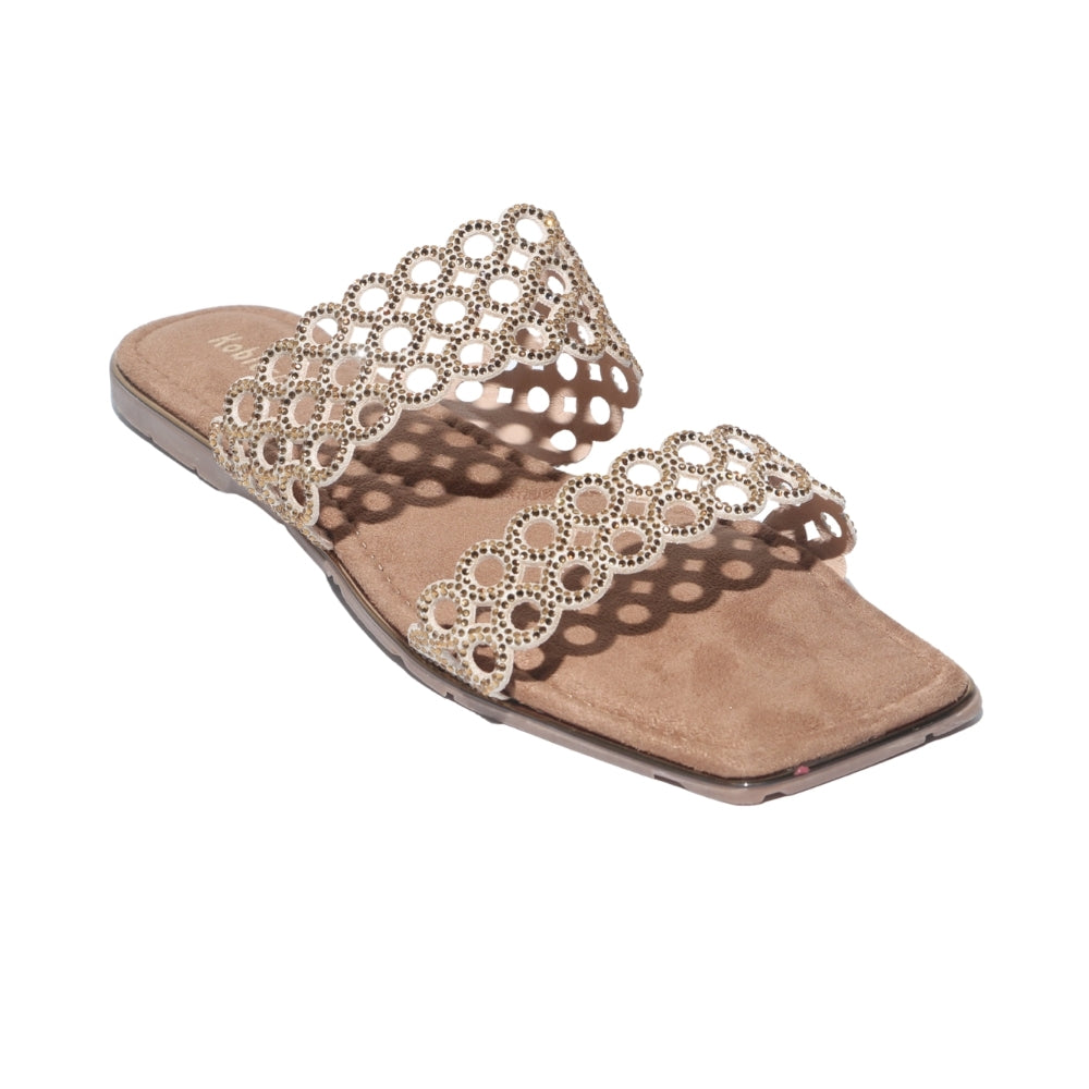 Gold Slip-On Flat Sandals