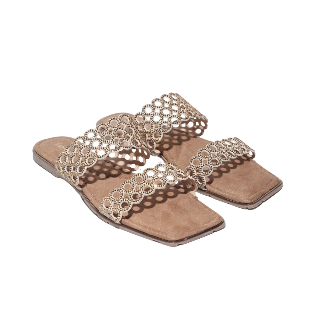 Gold Slip-On Flat Sandals