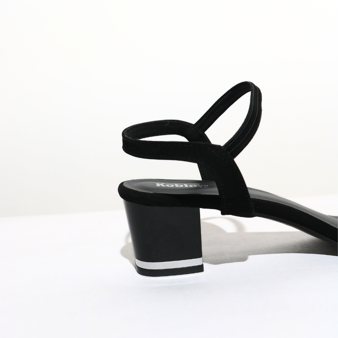 Black Shimmer block Sandals