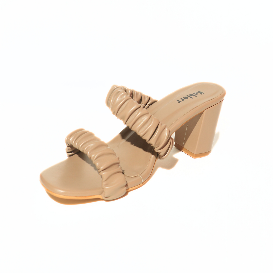 Ruffle Strap Block Heel