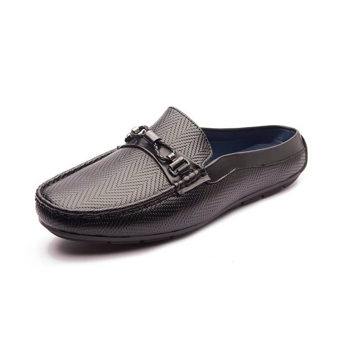 Men’s Black Textured Loafers