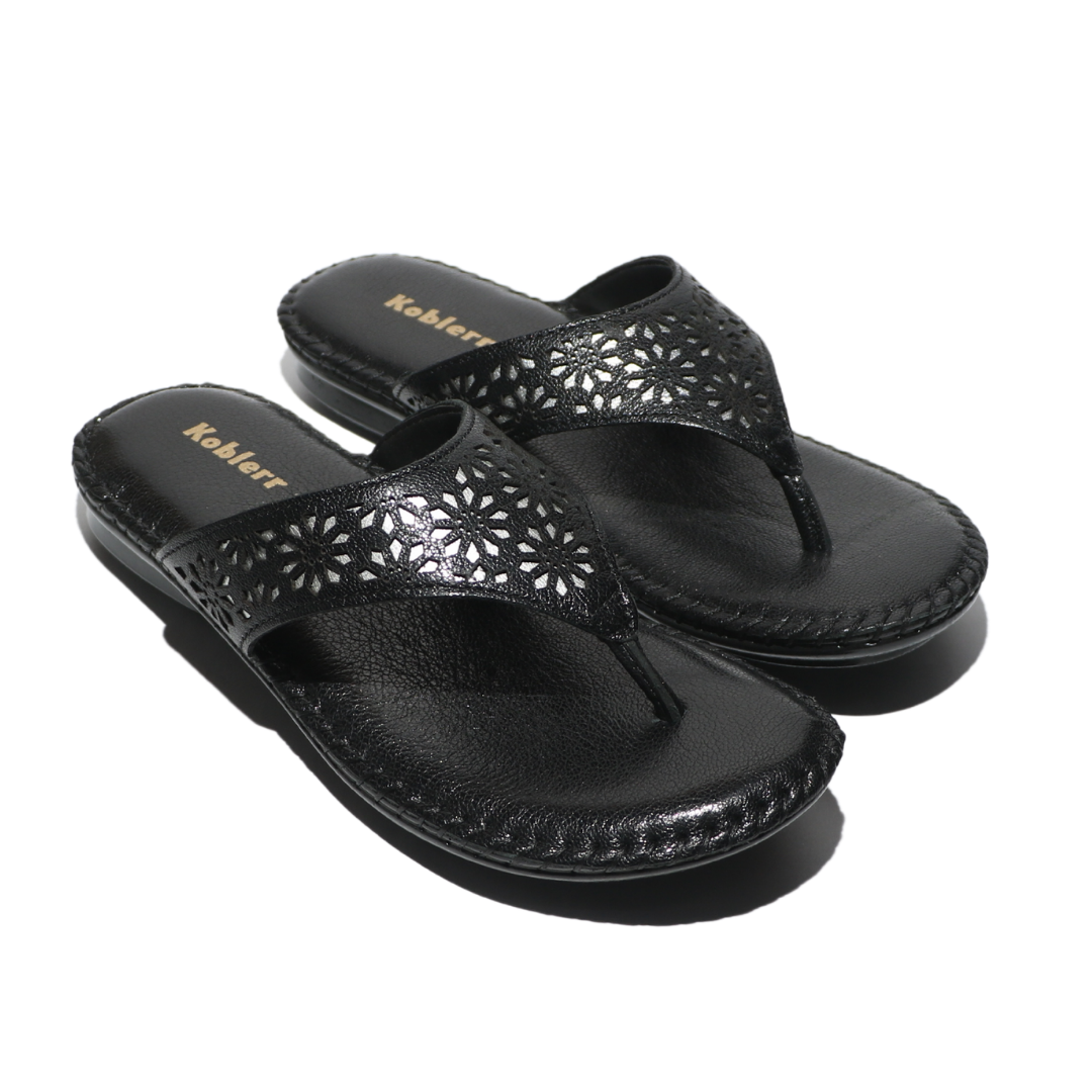 Black Laser Cut Sandals