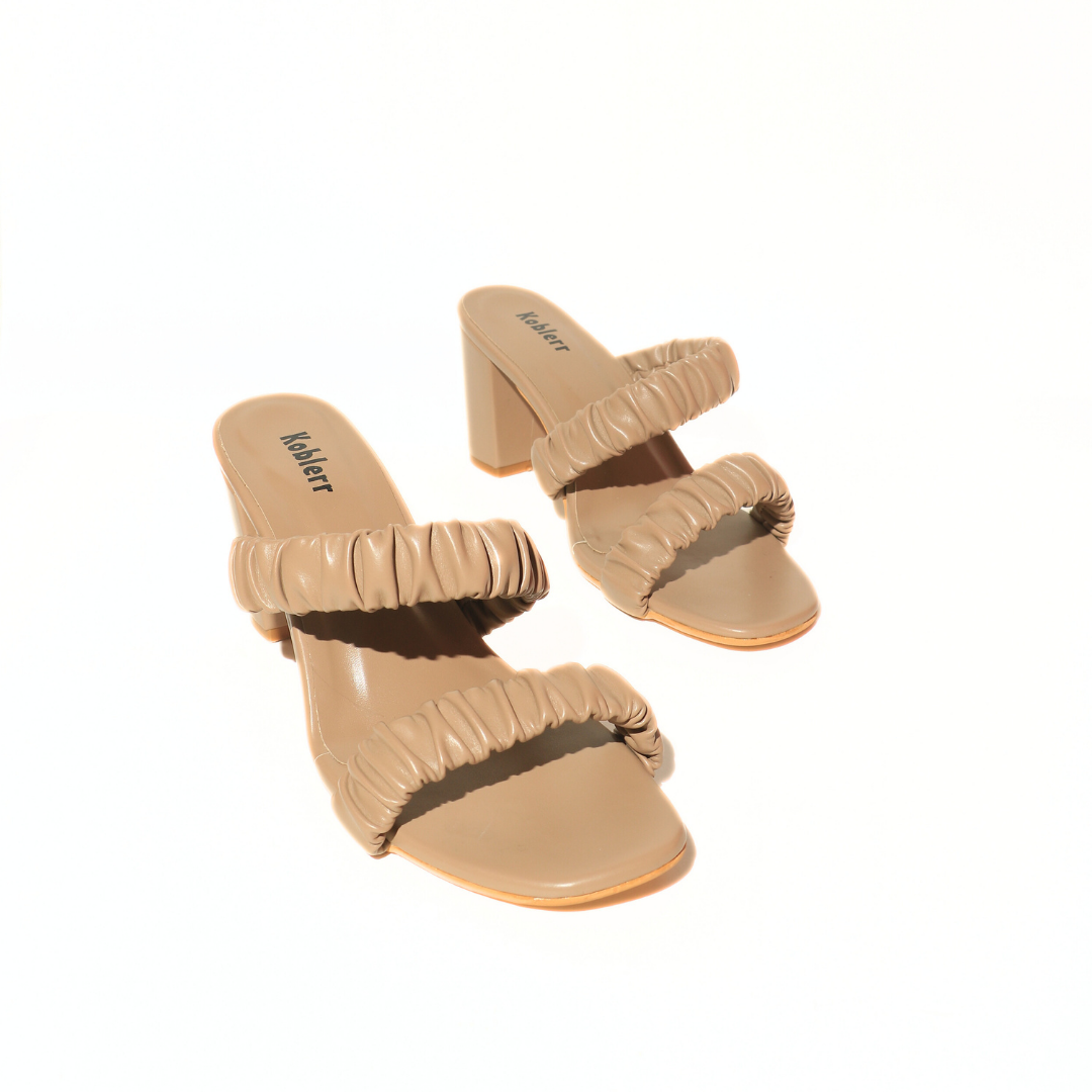 Ruffle Strap Block Heel