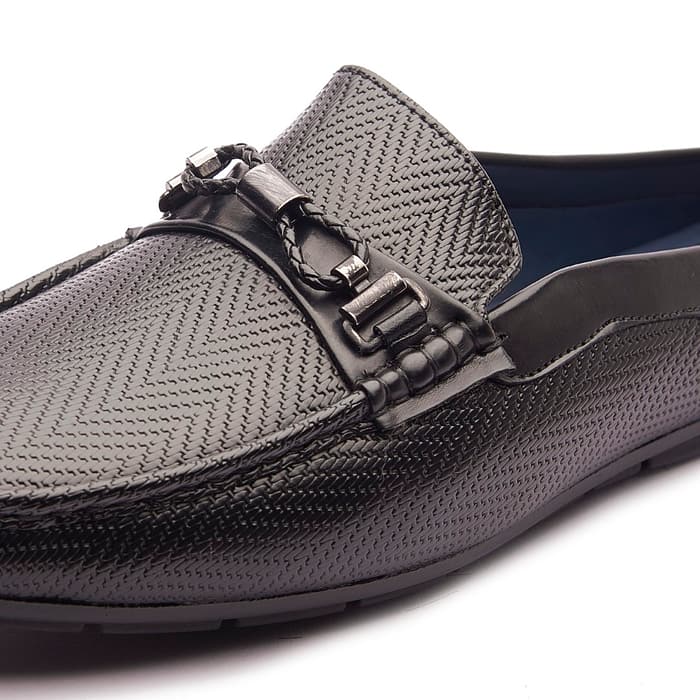 Men’s Black Textured Loafers