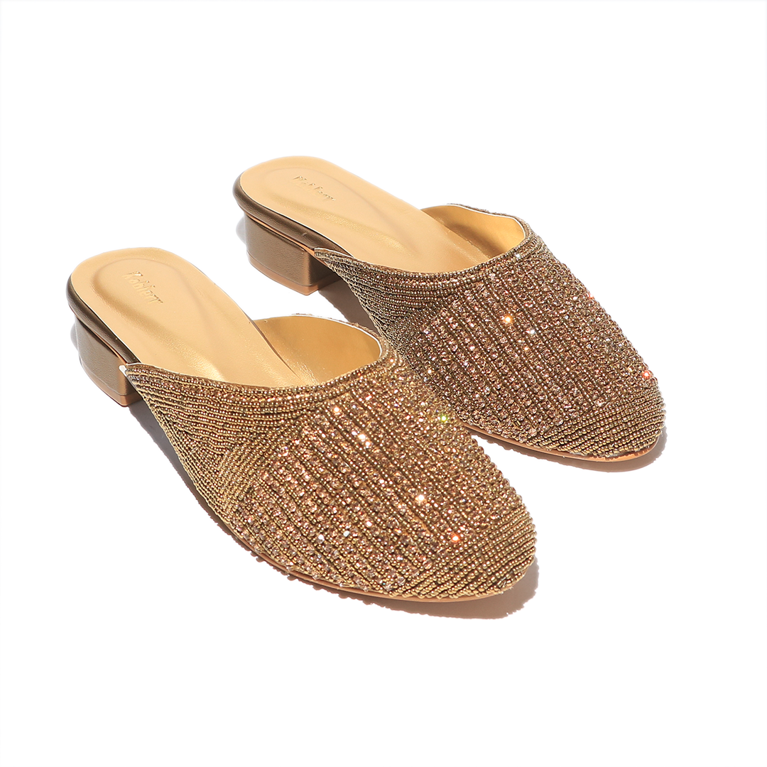 Gold Embellished Mules
