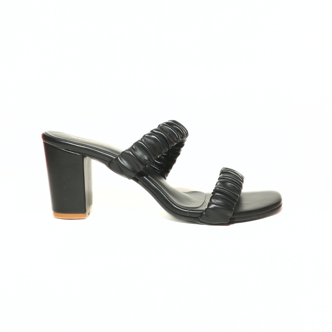 Ruffle Strap Block Heel