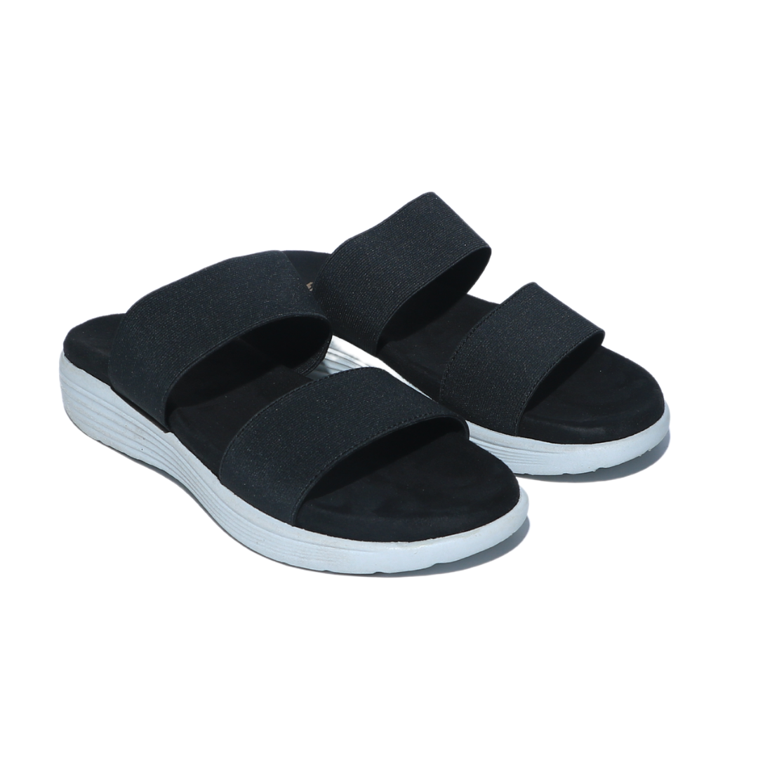 Black Dual Strap Slides