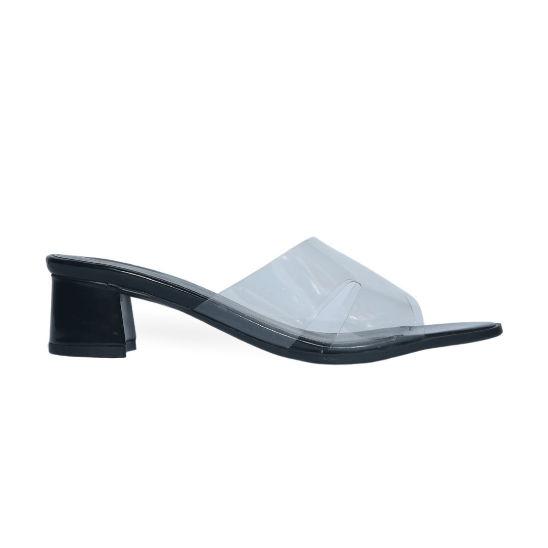 Black Transparent Strap Heel