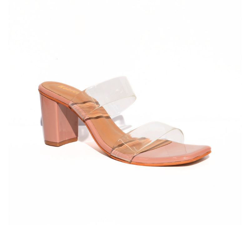 Transparent strap block heel
