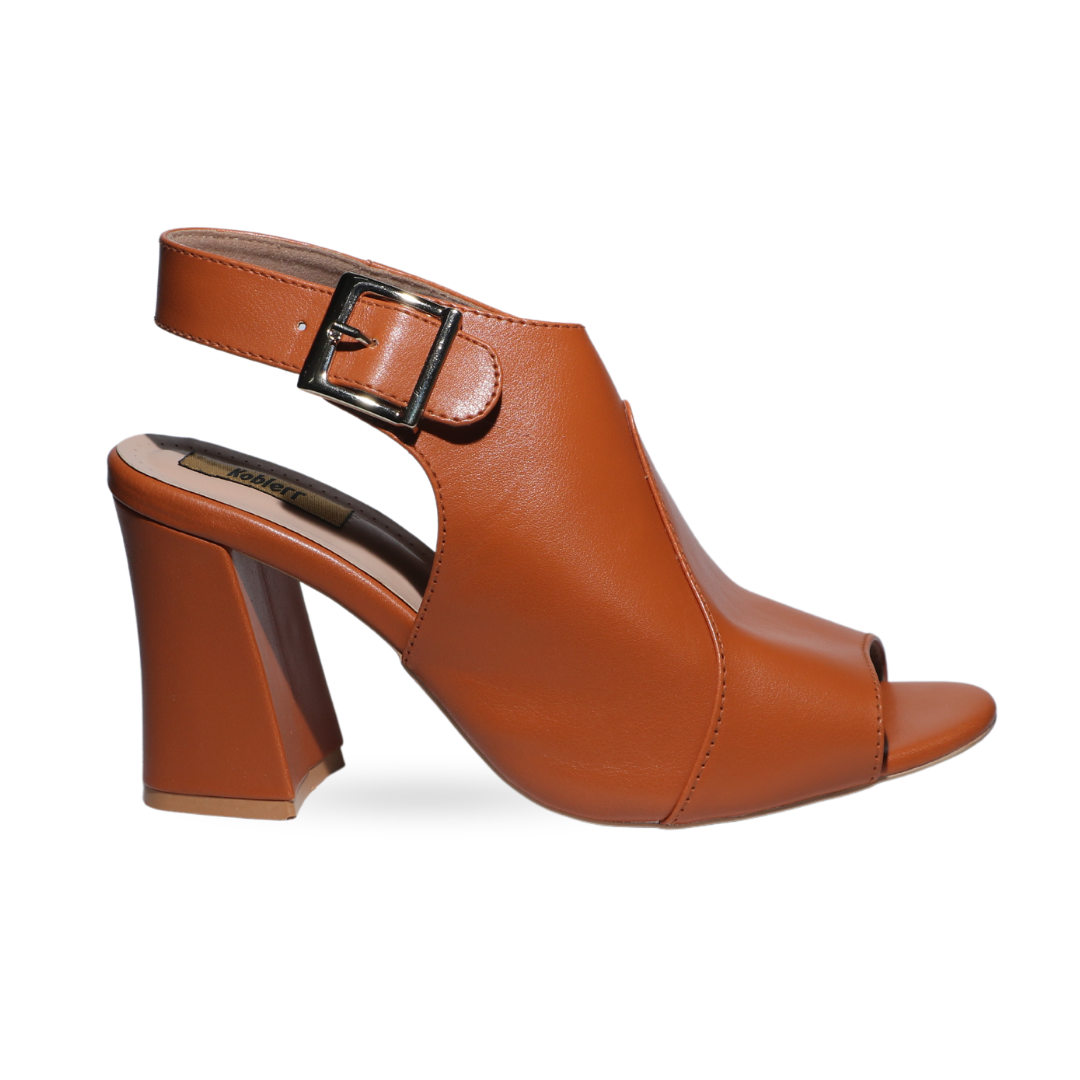 Tan Flare Heel Sandals