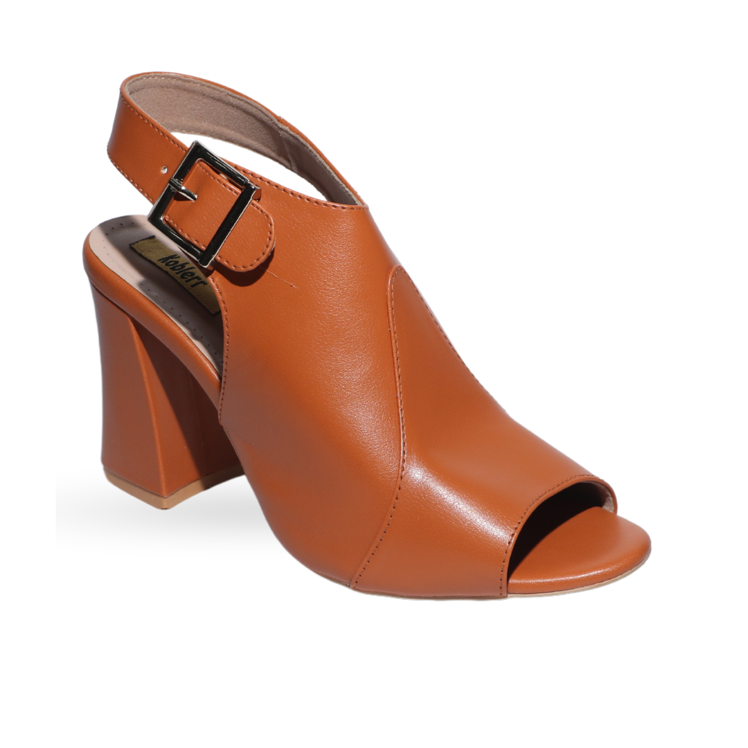 Tan Flare Heel Sandals
