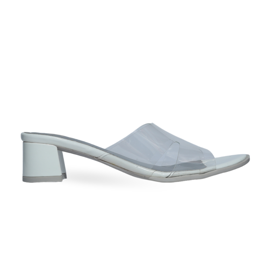White Transparent Strap Heel