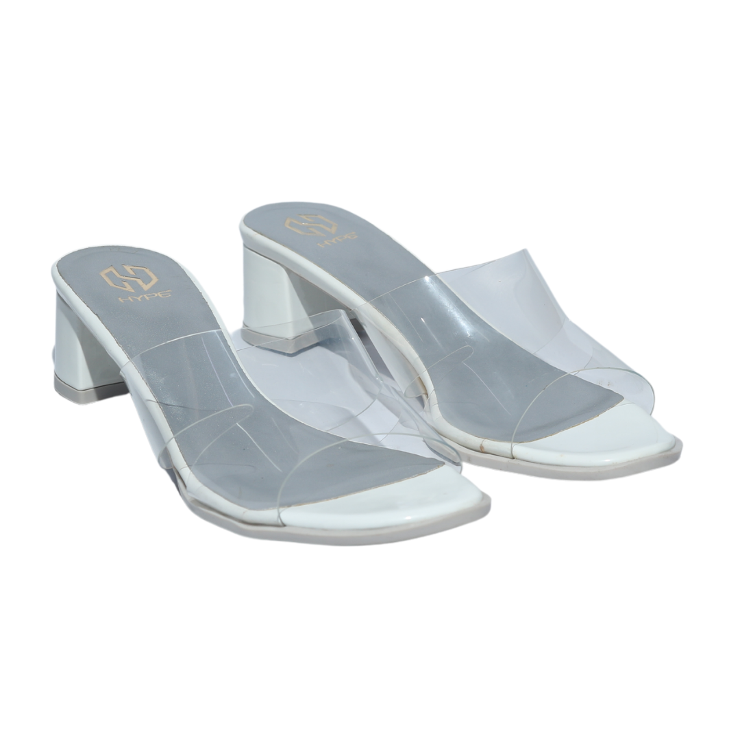 White Transparent Strap Heel