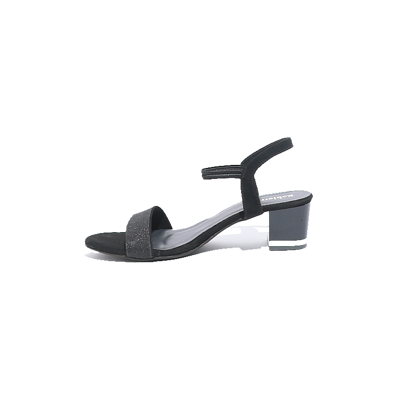 Black Shimmer block Sandals