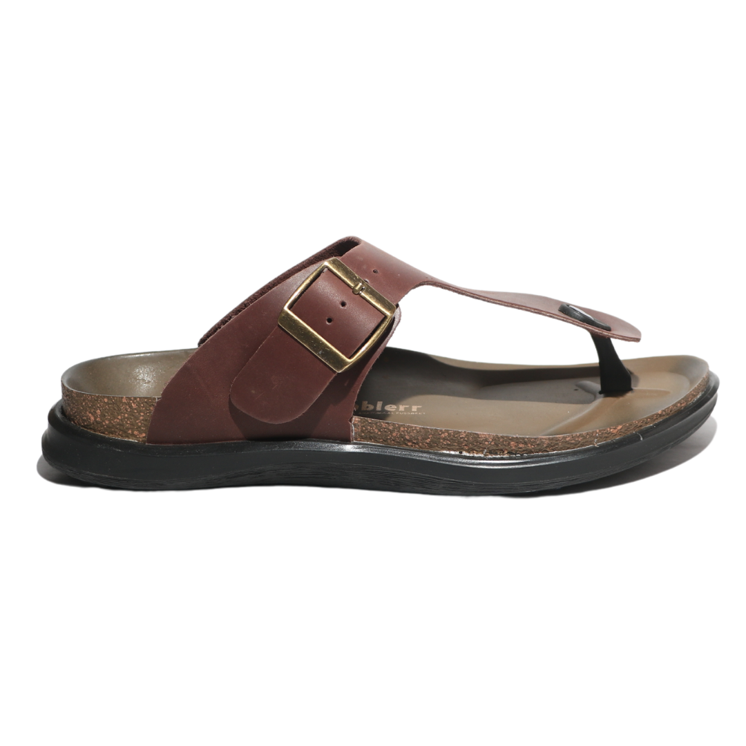 Men's T-Strap Sandals in Brown