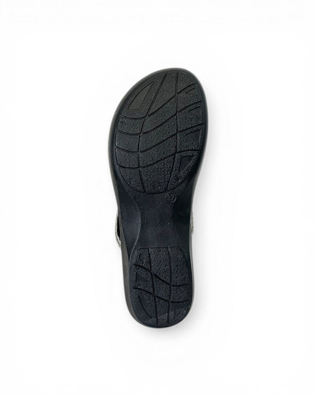 Black Embellished Comfort Sandals