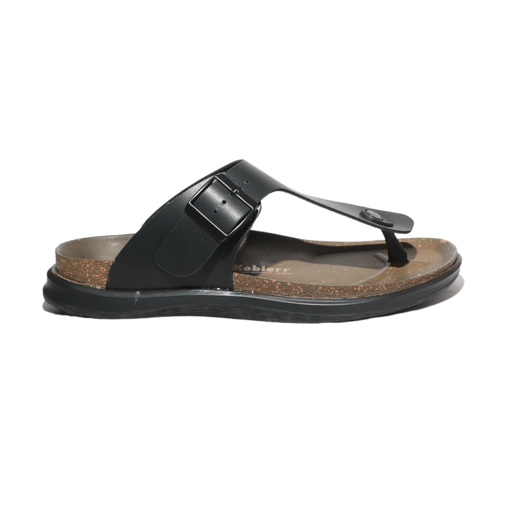 Men's T-Strap Sandals in Black
